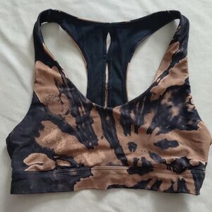 Offline By Aerie Black and Brown Real Me Tie-Dye Keyhole Sports Bra